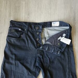 G-Star Raw 3301 Men's Slim 32x30 Selvage Coated Button Fly Black Denim Grunge